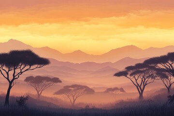Fototapeta premium Serene African Sunset Landscape