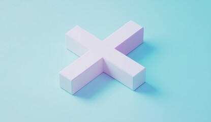 Obraz premium 3D render of a white plus sign on a light blue background.