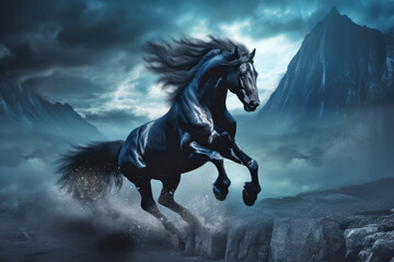 Obraz premium Horse Animal Wildlife Wilderness Colorful Realistic Illustration
