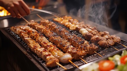 Indoor Catering Buffet with a Variety of Gourmet Dishes Served in Elegant Restaurant Setting