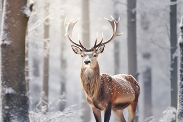 Stag Deer Animal Wildlife Wilderness Colorful Realistic Illustration