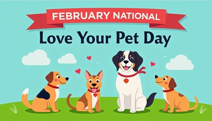 Vibrant February Poster Celebrates Love Your Pet Day with Heartwarming Dog Collars