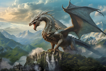 Dragon Animal Creature Fantasy Colorful Realistic Illustration