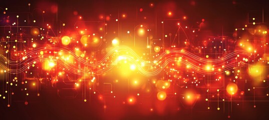 Fototapeta premium Red Heatwave Abstract Energy Waves, Glowing Lights, Networking Design, Energetic Concept