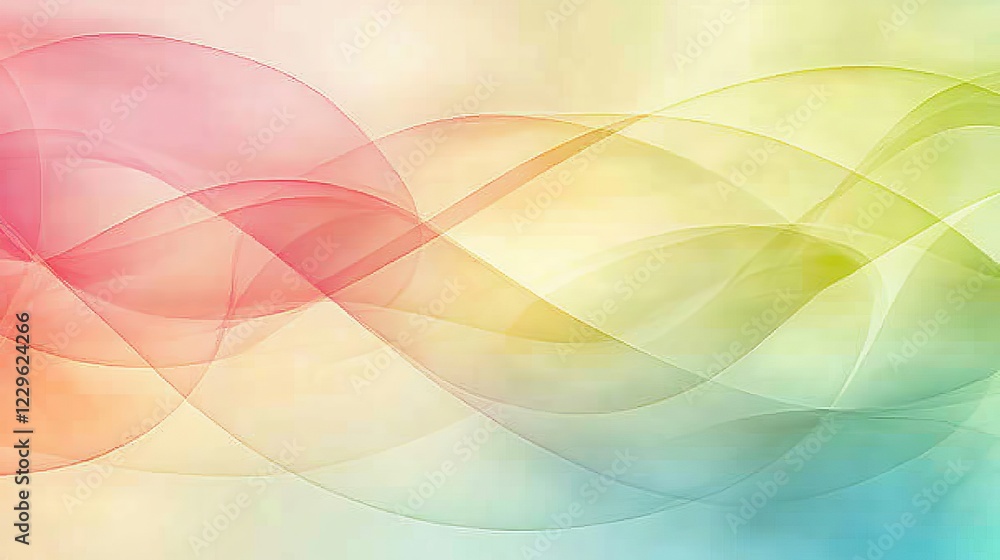 Poster abstract flowing pastel waves, serene background with copy space for design projects.