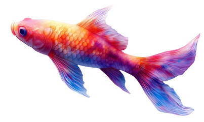Vibrant Pink, Orange, and Blue Fish Swimming Against Black Backg