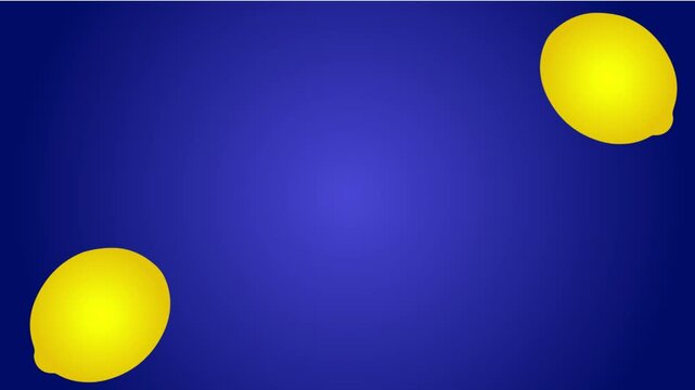 Fresh lemon whole and lemon slices with blue background vector reveal animation for promo videos