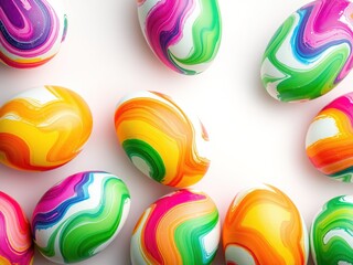Obraz premium Abstract Easter Egg Designs with Paintbrush Swirls - Modern Art Style