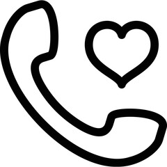 Romantic Call Icon: Phone with Heart Symbol