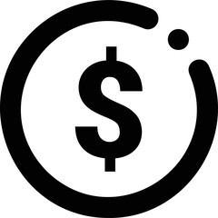 Dollar Coin, Currency, Isolated, Black and White
