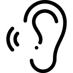 Hearing symbol, ear with sound waves