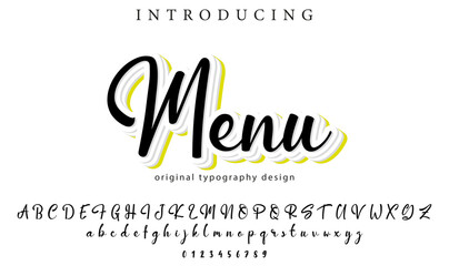 Menu Font Stylish brush painted an uppercase vector letters, alphabet, typeface