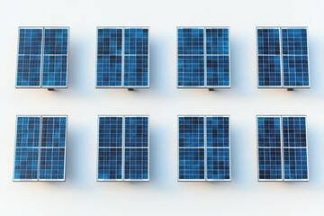 Solar panels on white wall, generating clean energy