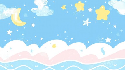 Fototapeta premium Sweet Dreams: A Pastel Night Sky Illustration