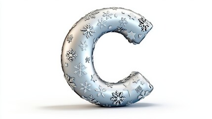 Naklejka premium Sparkling Silver C with Snowflakes for Winter and Holiday Themes
