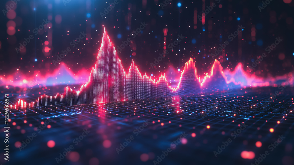 Poster abstract data visualization: a dynamic and vibrant abstract visualization of data points forming a d