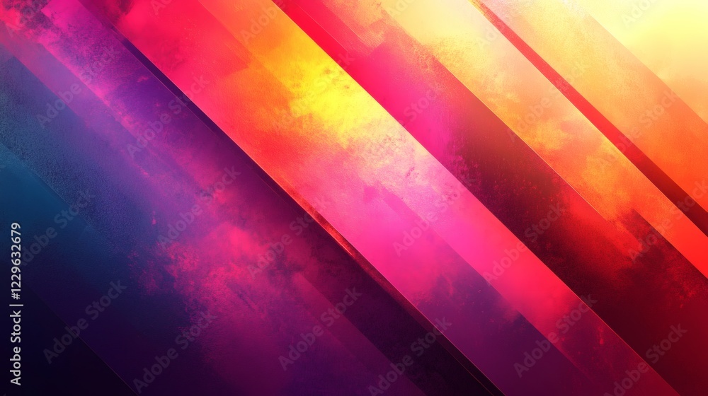 Poster bold neon diagonal lines forming striking geometric background with bright colors blending and contr