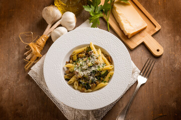 pasta with eggplants and zucchinis