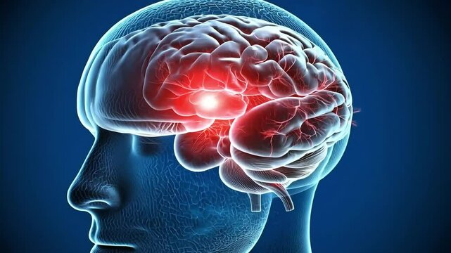 Human Brain Anatomy: Neurological Illustration of Brain Injury or Stroke