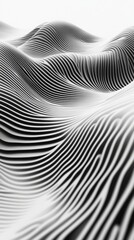 A striking abstract image of black and white 3D waves, showcasing smooth curves and lines for a modern, futuristic aesthetic.