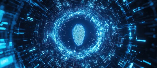 Obraz premium Digital Fingerprint: Cybersecurity Tunnel Vision