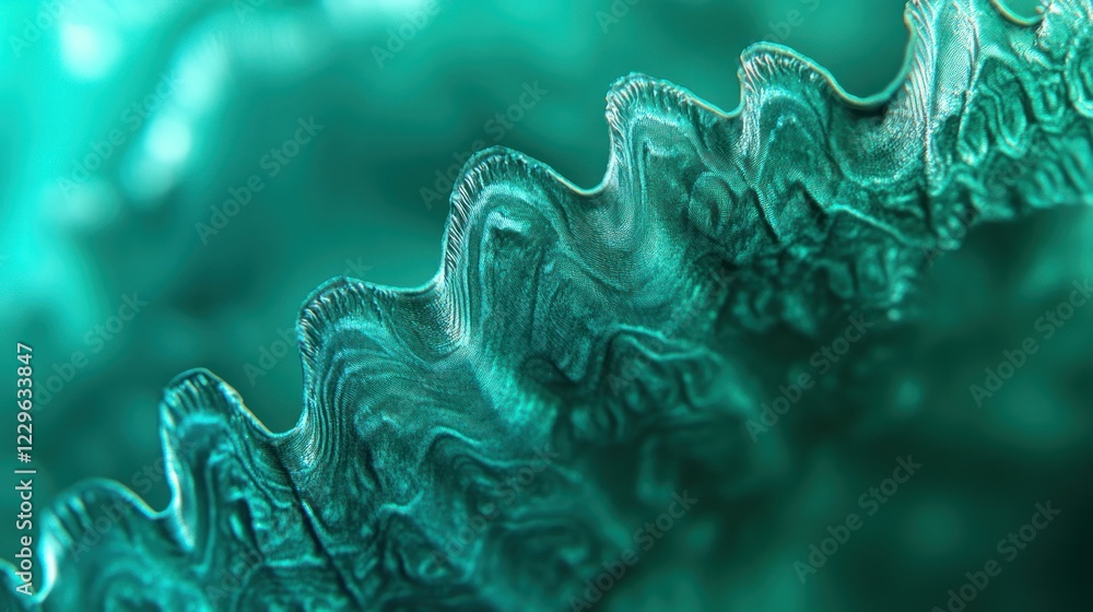 Poster Teal Abstract Wave Texture: A Macro Photography Exploration of Intricate Patterns and Flowing Forms in a Serene Aquatic Setting.