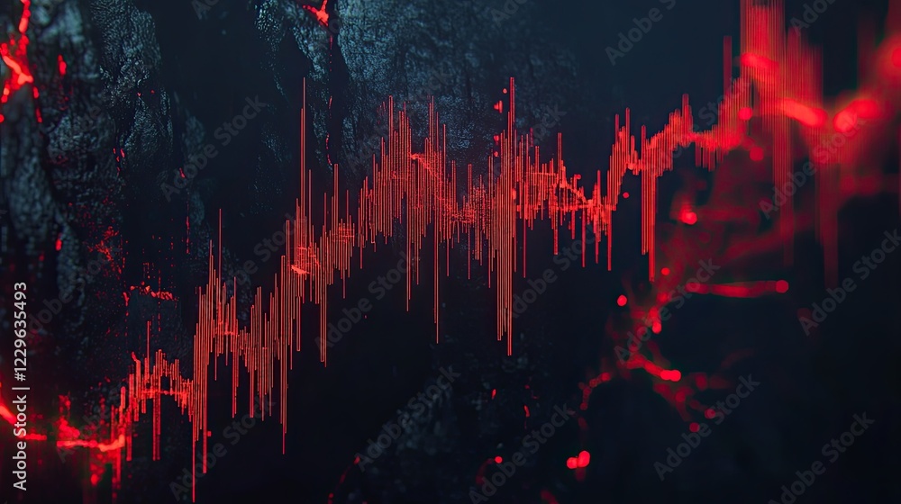 Poster the technical graph and indicator highlight the red crashing volatility in crypto trading, as red ca