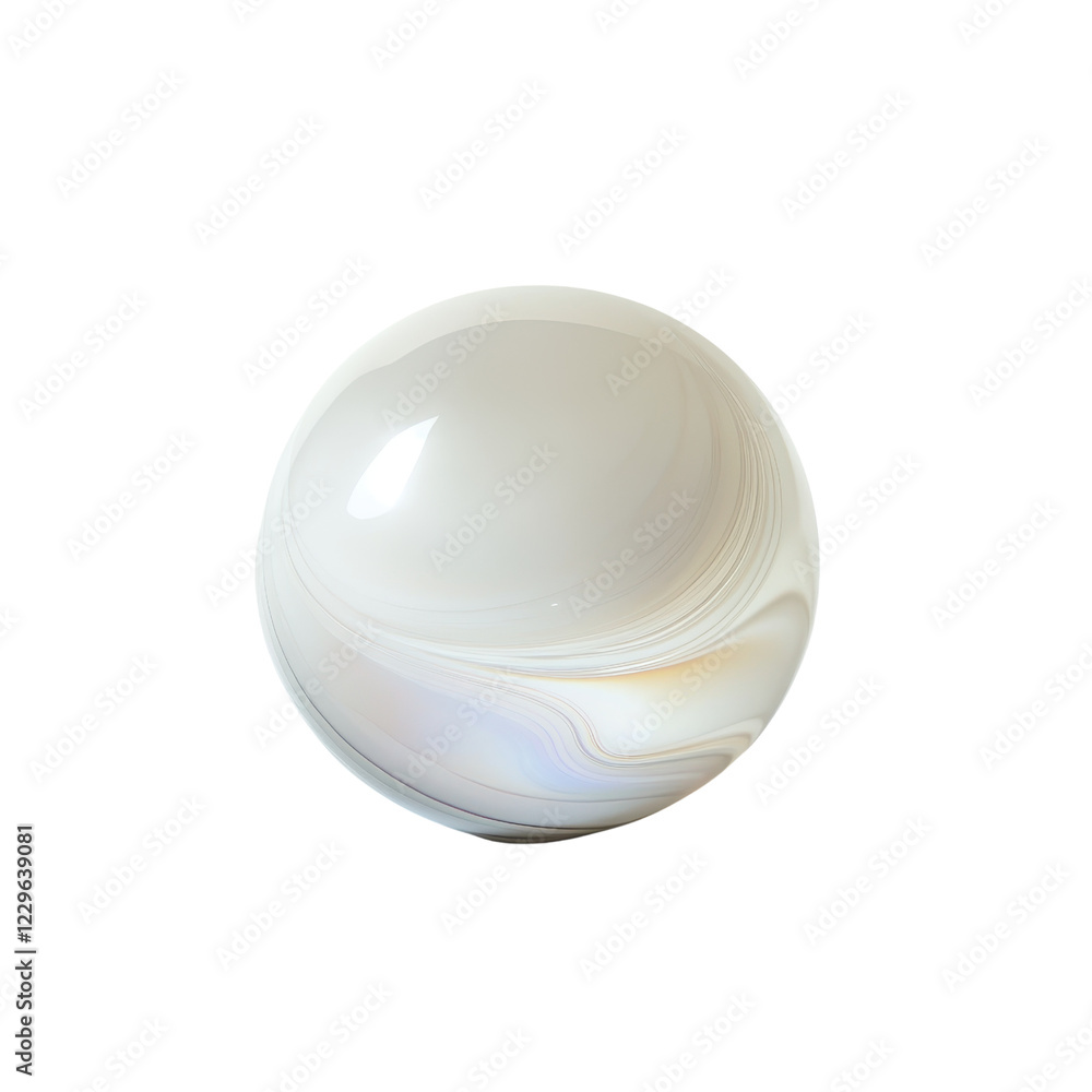 Poster a smooth, iridescent orb with subtle swirls and a glossy finish., isolated on a transparent backgrou