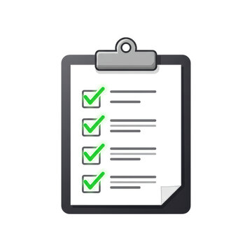 Modern vector of a clipboard with glowing checkmarks on its checklist symbolizing task completion and efficiency