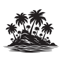 tropical island with palm trees