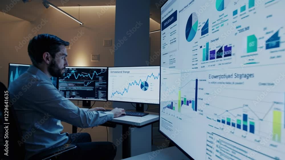 Poster futuristic command center with advanced vfx and hud elements in a high-tech environment