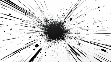 Black ink explosion abstract art dynamic energy