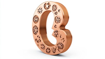 Naklejka premium Elegant Copper Number Three with Decorative Patterns and Texture
