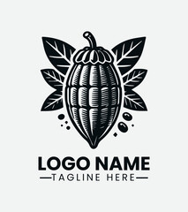 Cacao Fruit Logo Design, Cocoa Bean Logo, Chocolate Ingredient Logo, Natural Cacao Logo, Organic Cacao Logo