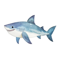 Obraz premium A vibrant watercolor illustration of a great white shark swimming gracefully.