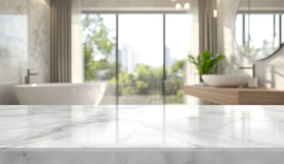 Modern Bathroom Interior Design with Marble Countertop