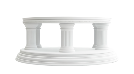 Classical columns in ancient Greek or Roman architectural style with transparent PNG background