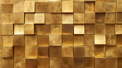 Luxury Golden 3D Cube Wall Texture - Abstract Metallic Background