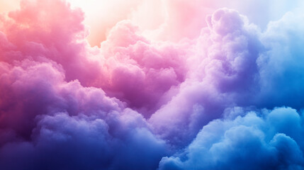 Fototapeta premium Colorful clouds illuminated by sunlight create a dreamy sky in pastel shades during late afternoon