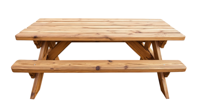 Vintage wooden chair and table with transparent PNG background