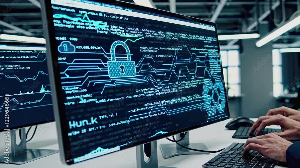 Poster exploring a futuristic workspace with hologram interfaces and advanced vfx technology