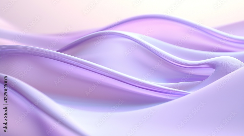 Poster soft, flowing fabric undulates gracefully against a light lavender gradient, inviting viewers to imm