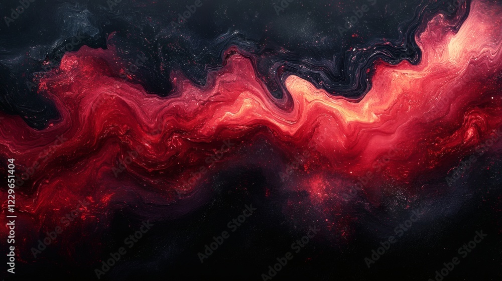 Poster colorful flow of abstract dark red black waves with grainy texture perfect for a striking header or 