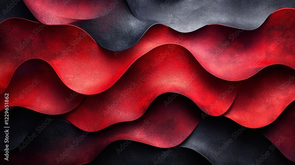 Poster colorful flow of abstract dark red black waves with grainy texture perfect for a striking header or 