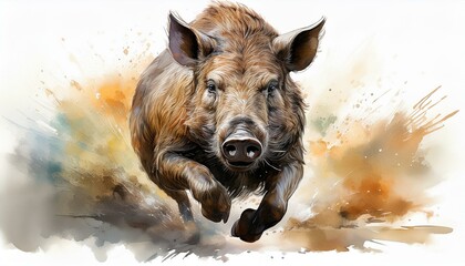 走るイノシシ　イラストレーション