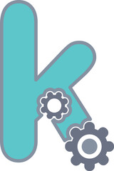 k alphabet robot gear font