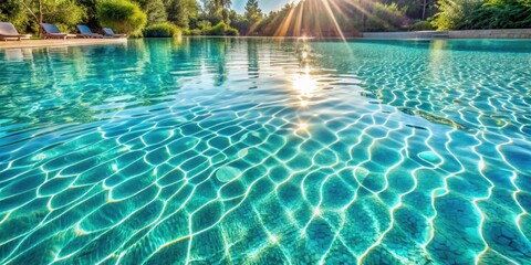 Obraz premium Serene crystal clear water pool reflected in sunlight with gentle ripples and waves , summer, luxury, summer, luxury