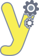 y alphabet robot gear font