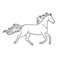 Horse Outline Vector, Elegant Horse Full Pose Side View - Vector Illustration with Transparent Background