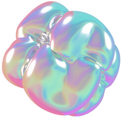 3d holographic shape, iridescent chrome fluid abstract form